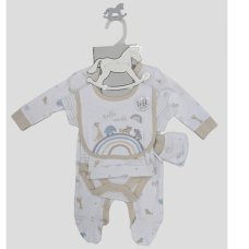 J16973: Baby Unisex Hello World 6 Piece Mesh Bag Gift Set (NB-6 Months)